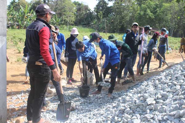Tuổi trẻ Trường Đại học Phạm Văn Đồng tham gia xây dựng nông thôn mới